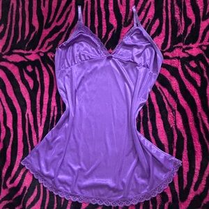 Purple Satin Lace Trim Camisole